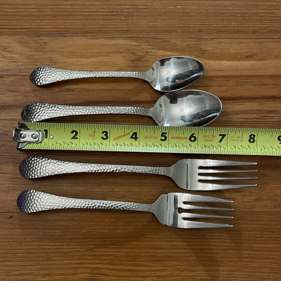 Towle America Hammered Stainless Flatware 4 PC Lot Forks and Spoons - Picture 6 of 7
